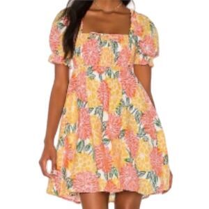 House of Harlow 1960 Floral Linen Poplin Mini Dress